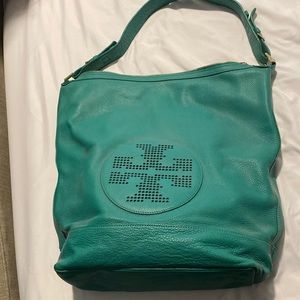 Tory Burch Turquoise green leather hobo bag
